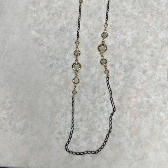 Vintage Signed Crown TRIFARI Necklace Gold Tone & Black  Chain Link Glass - Picture 11 of 15